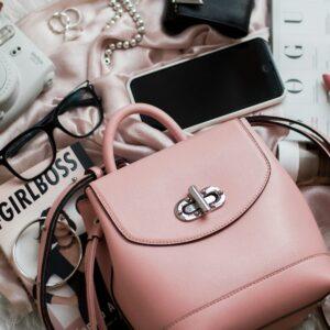 pink leather bag